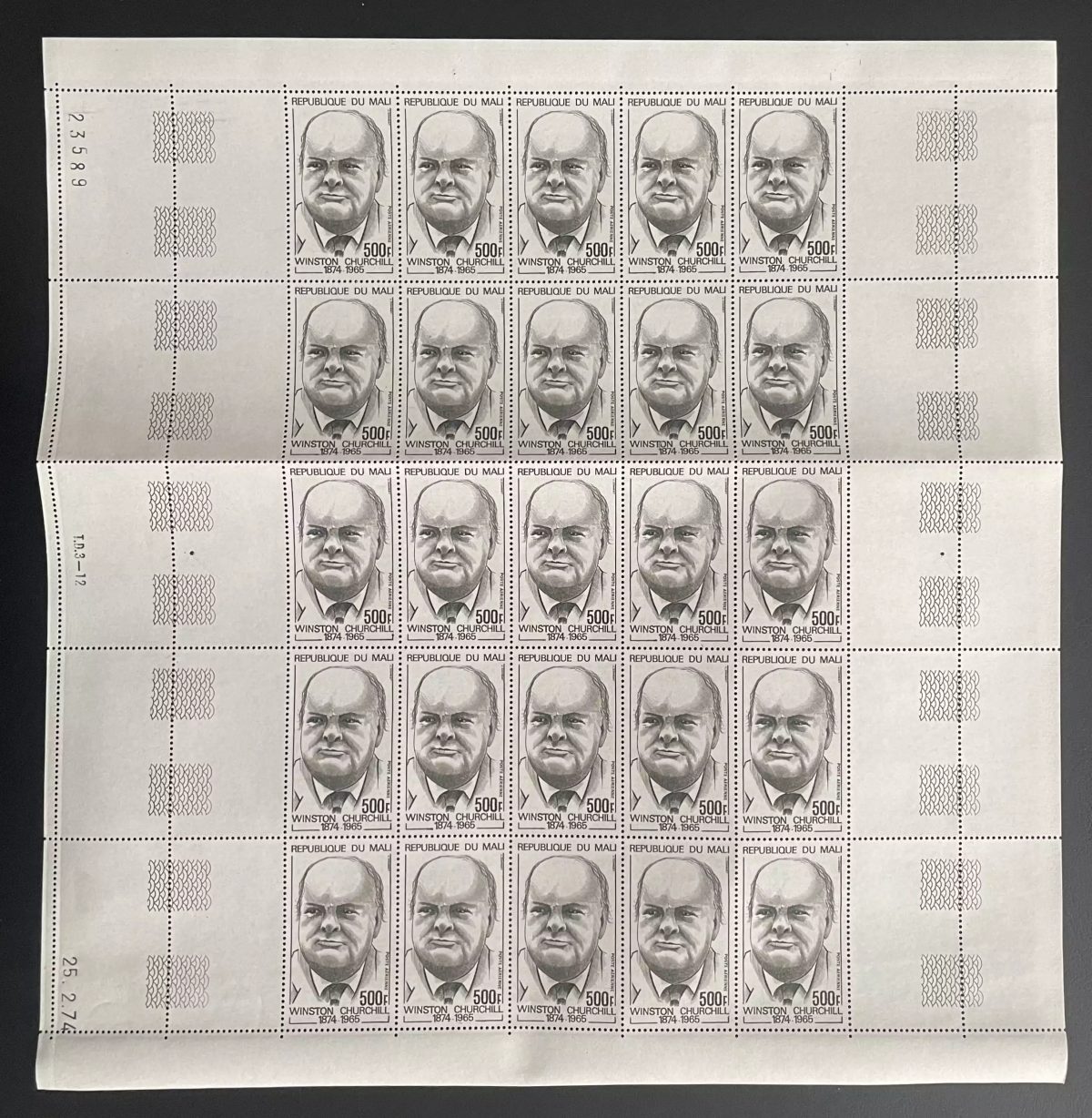 Mali 1974 YT PA 212 planche Winston Churchill Premier ministre