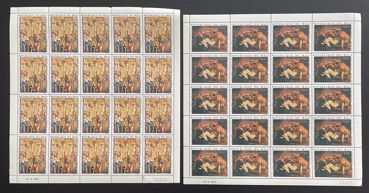 Mali 1974 YT PA 214-215 sheet Easter Crucifixion religious painting