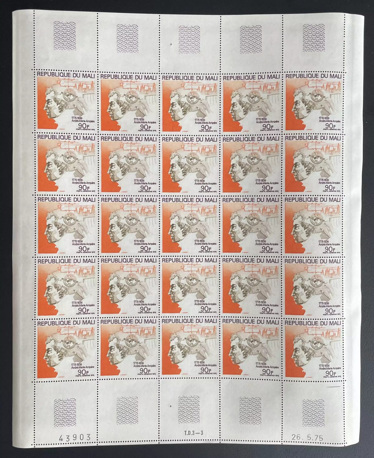 Mali 1975 YT PA 265 sheet André-Marie Ampère physicist science