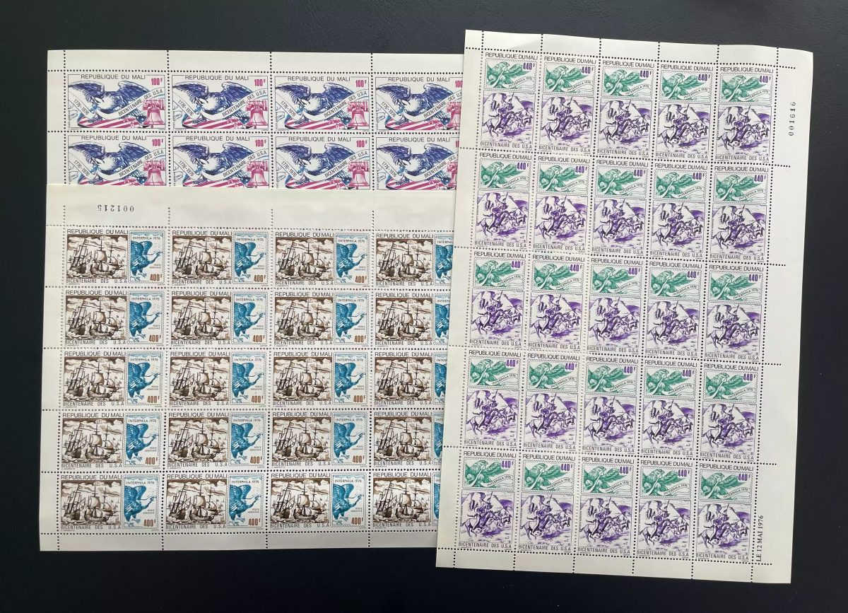 Mali 1976 YT PA 273-275 Bogen US-Bicentennial Interphila Schiff