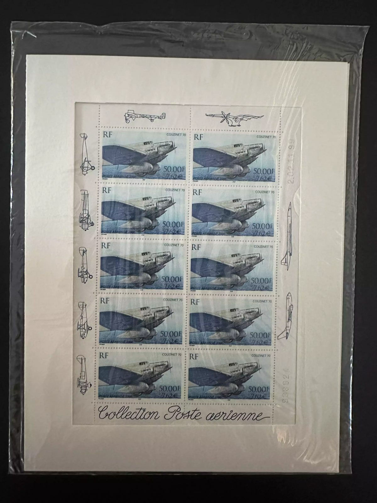 France 2000 YT F64a Couzinet 70 Airmail Sheet Aviation