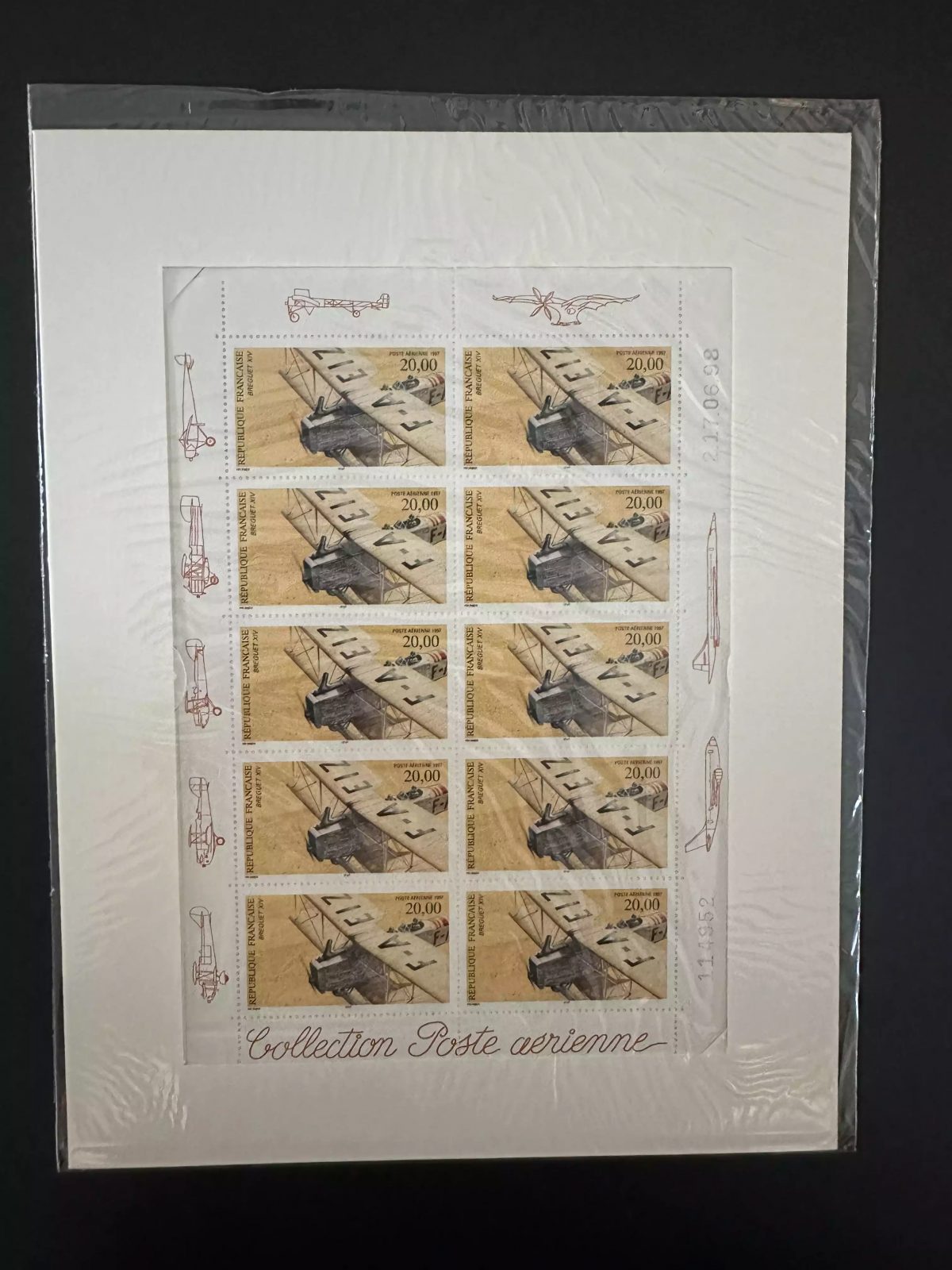 France 1997 YT F61a airmail sheet Breguet XIV aviation biplane