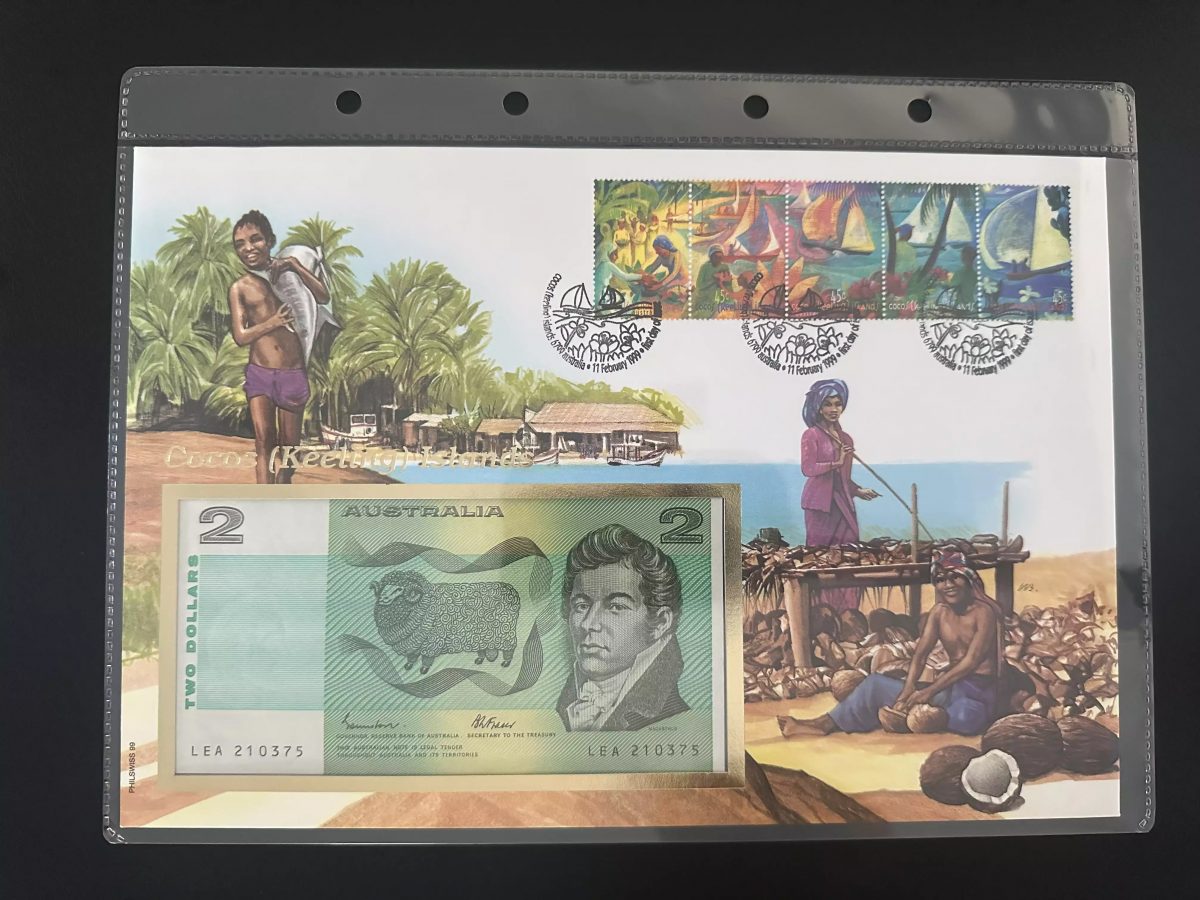 Kokosinseln 1999 Numismatisches FDC 2-Dollar-Schein