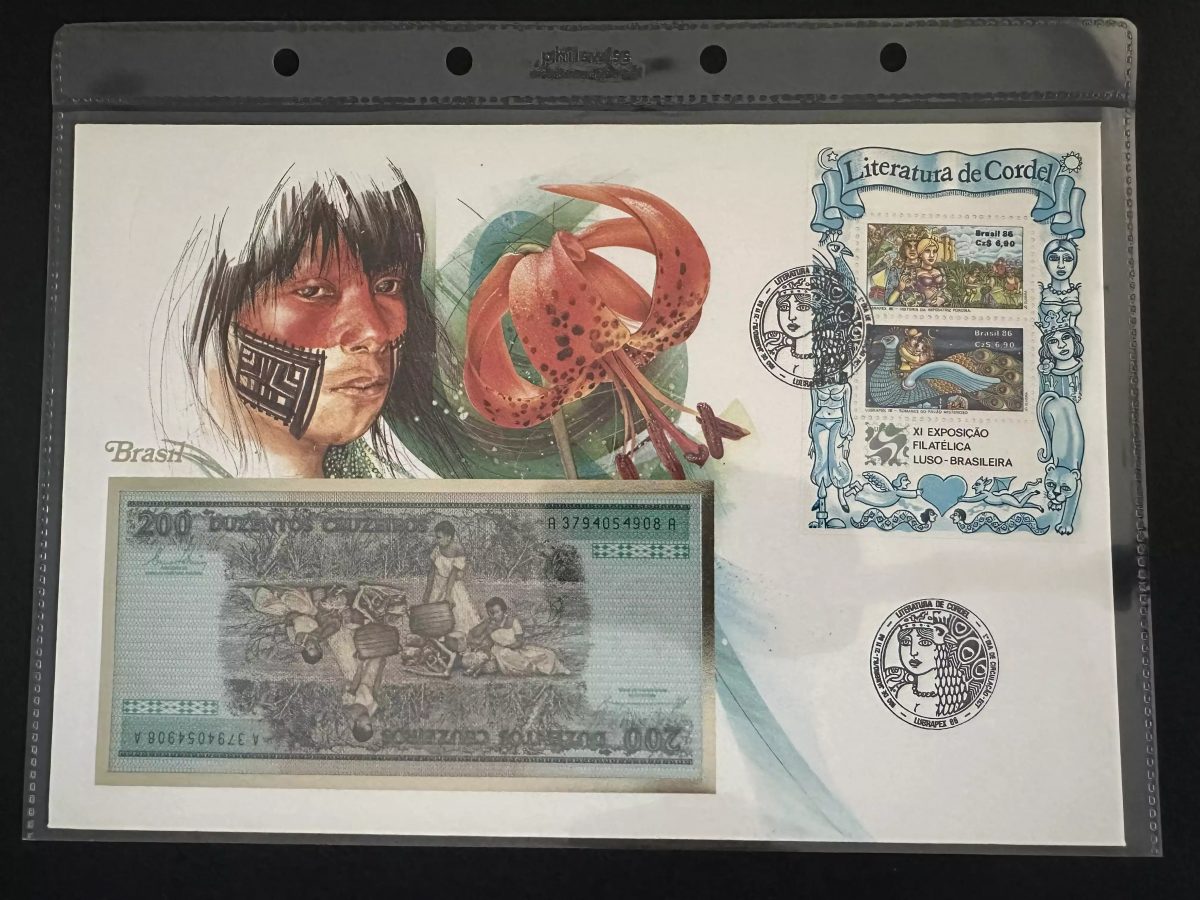 Brésil 1986 enveloppe numismatique Lubrapex Literatura de Cordel