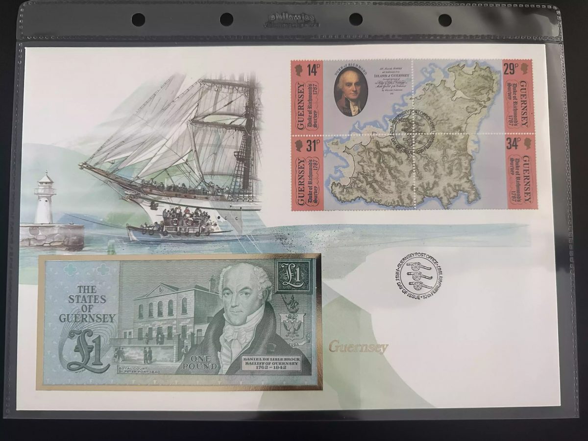 Guernsey 1987 FDC Duke of Richmond Survey Kartenblock 1 Pfund