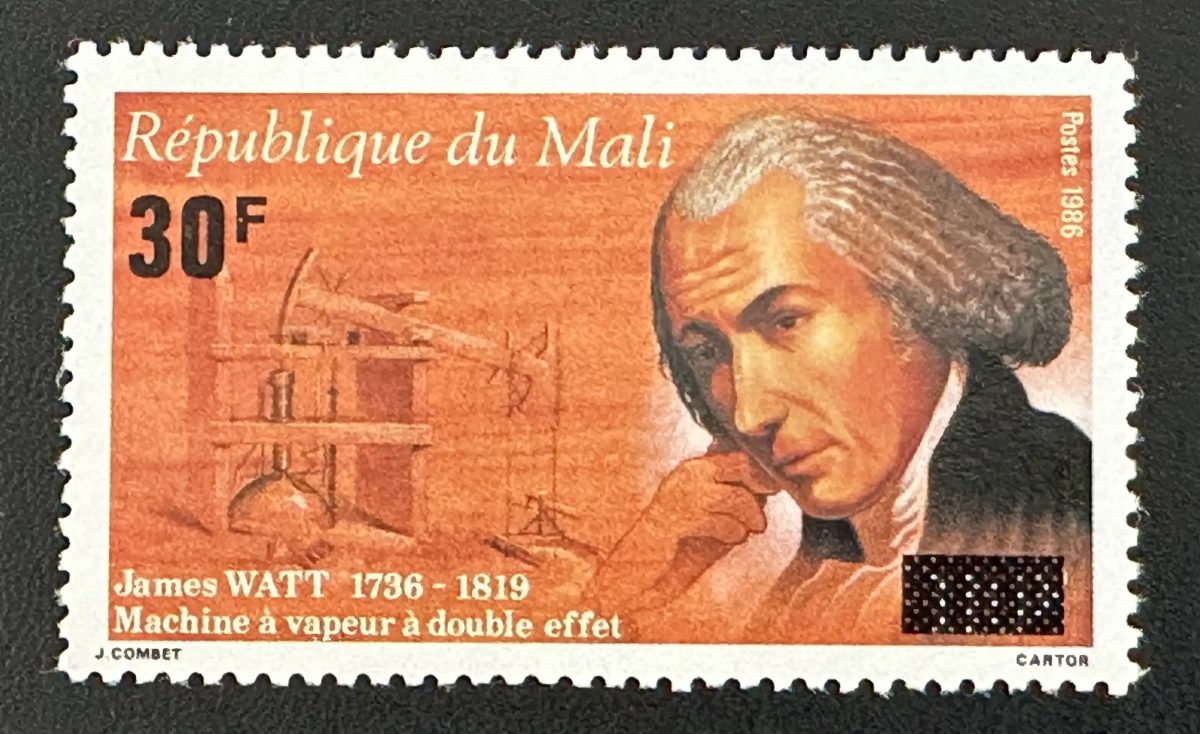 Mali 1992 Mi. 1147 surchargé James Watt machine vapeur double effet inventeur