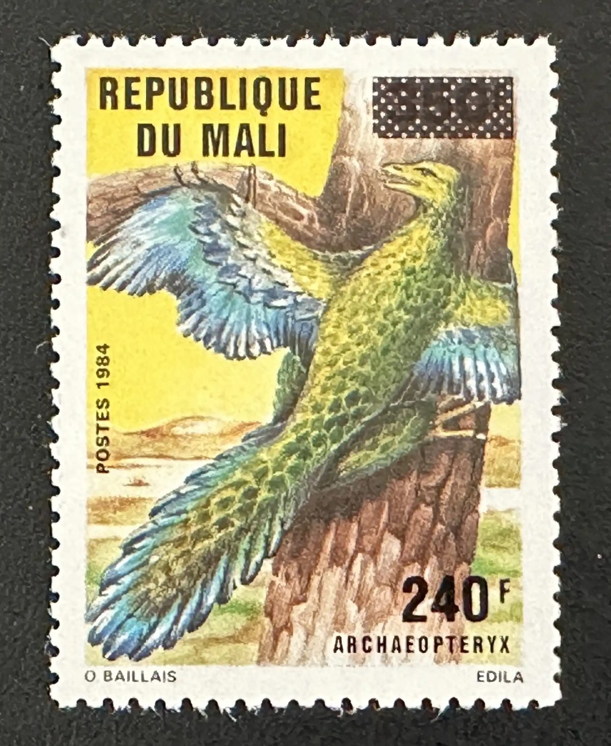Mali 1992 Mi. 1159 überdruck Archaeopteryx Dinosaurier Vorgeschichte