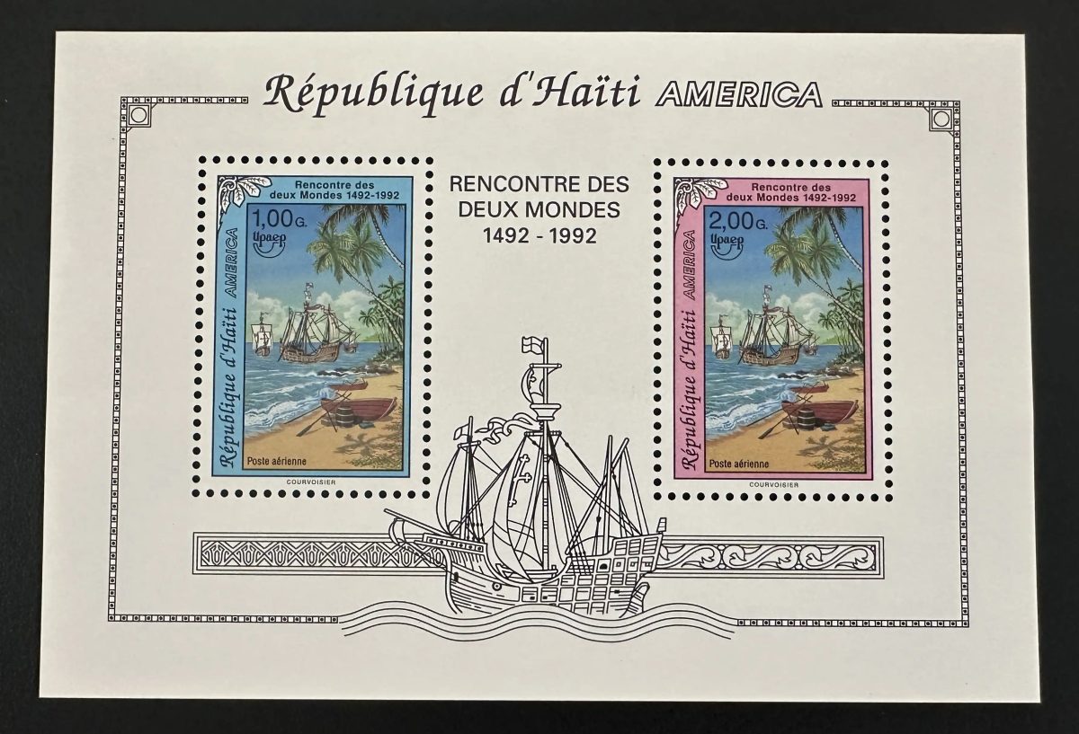 Haïti 1993 Mi. Bl. 62 Rencontre deux mondes UPAEP Christophe Colomb voilier