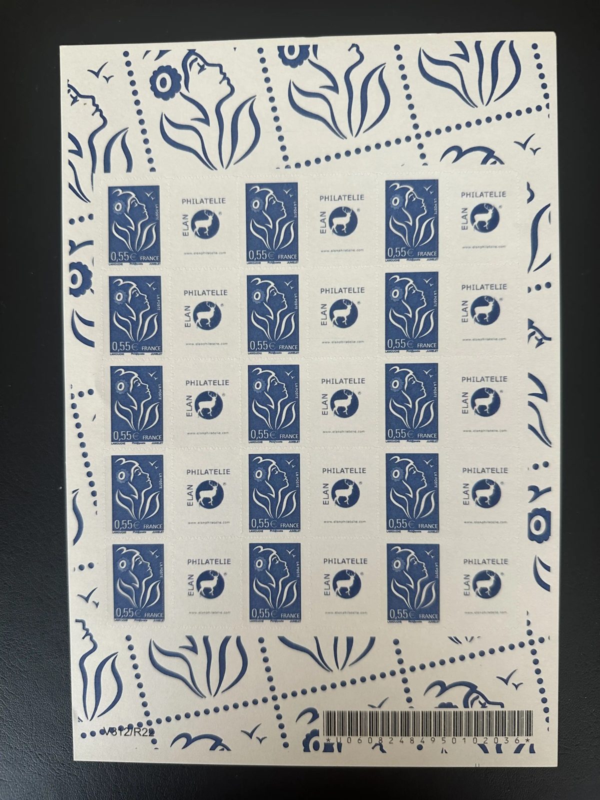 France 2005 YT F3802Da feuillet Marianne de Lamouche Elan bleu adhésif 0,55 €