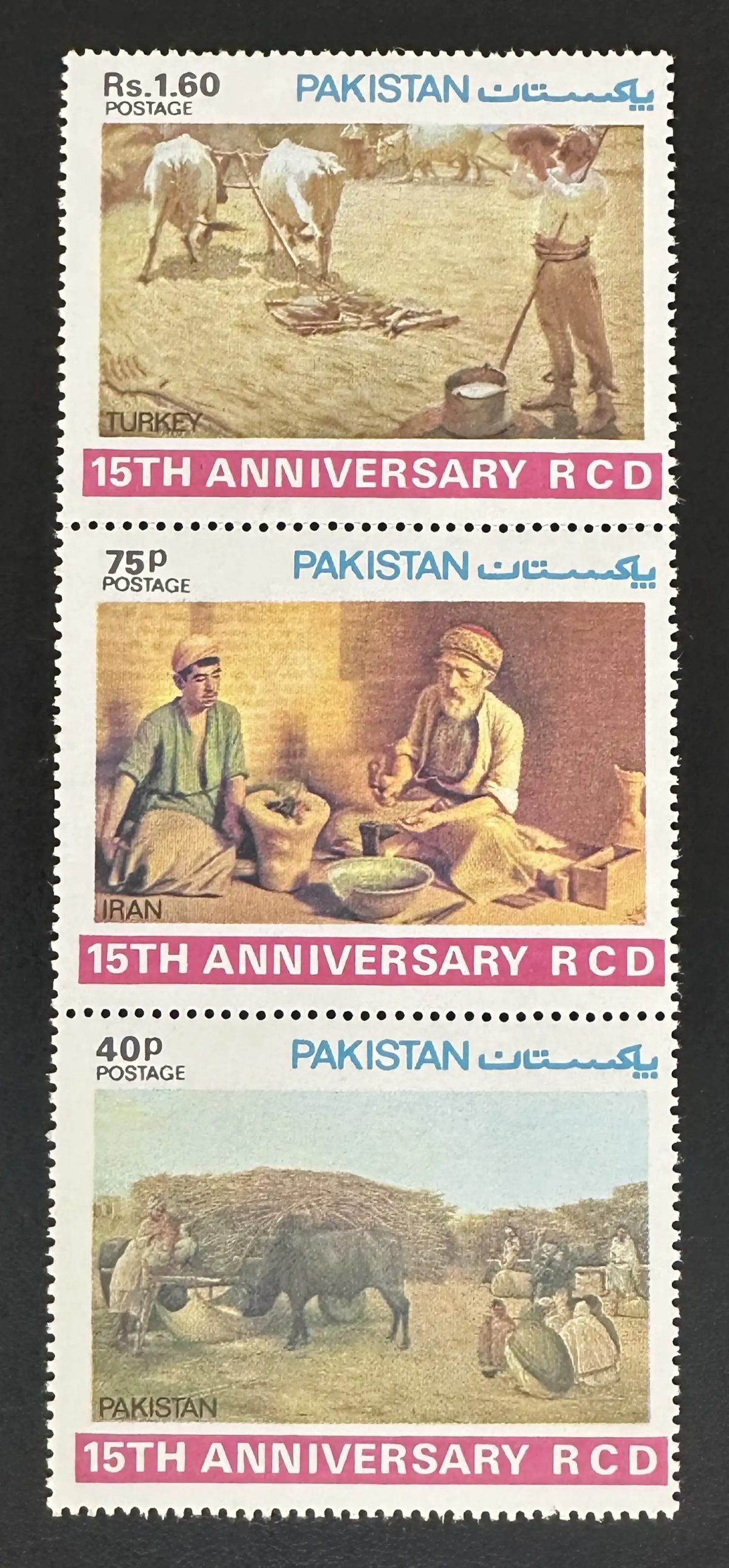 Pakistan 1979 Mi. 488-490 émission commune 15e anniversaire RCD peintures