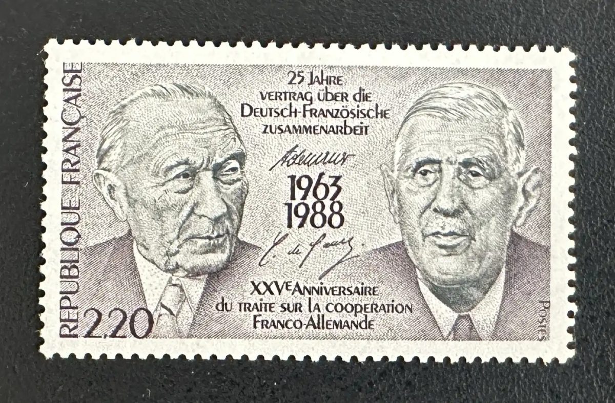France 1988 Mi. 2636 émission commune traité coopération Adenauer De Gaulle