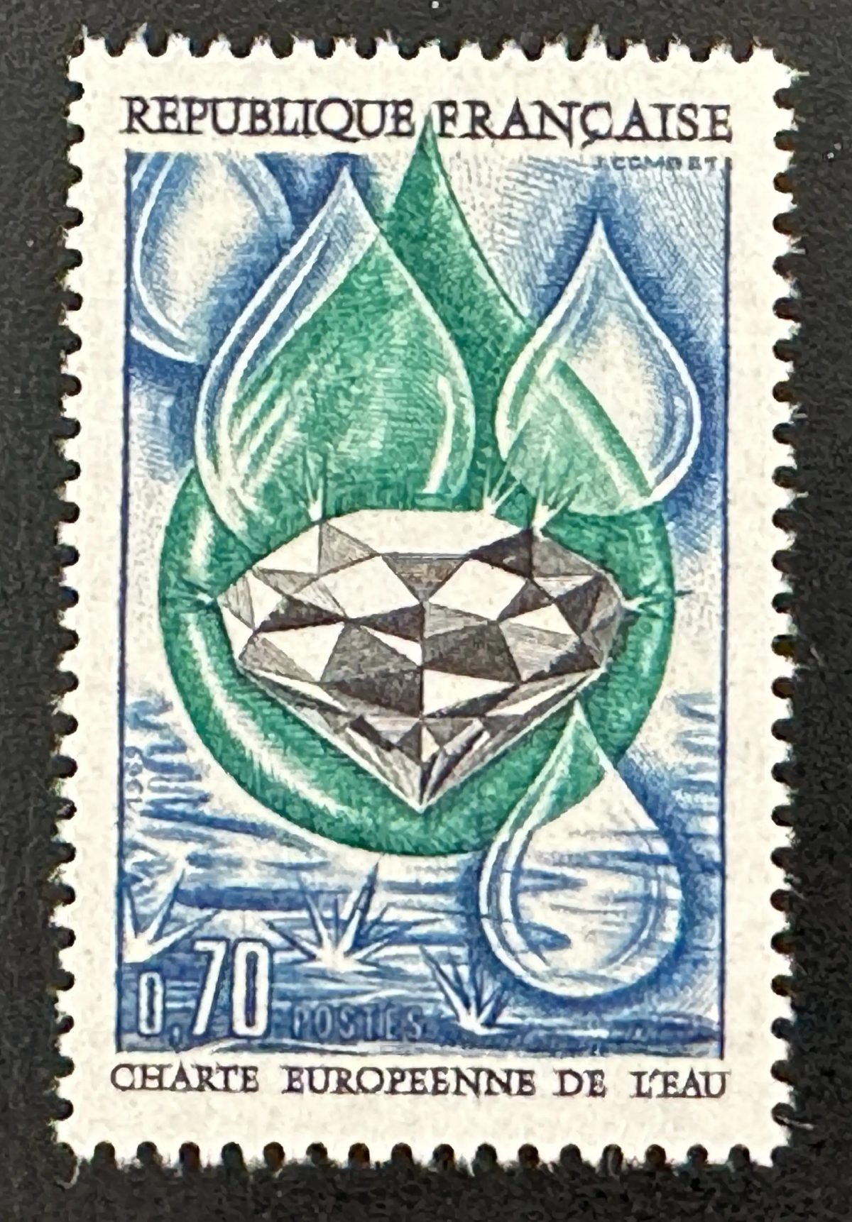 France 1969 Mi. 1682 émission commune Charte européenne eau diamant