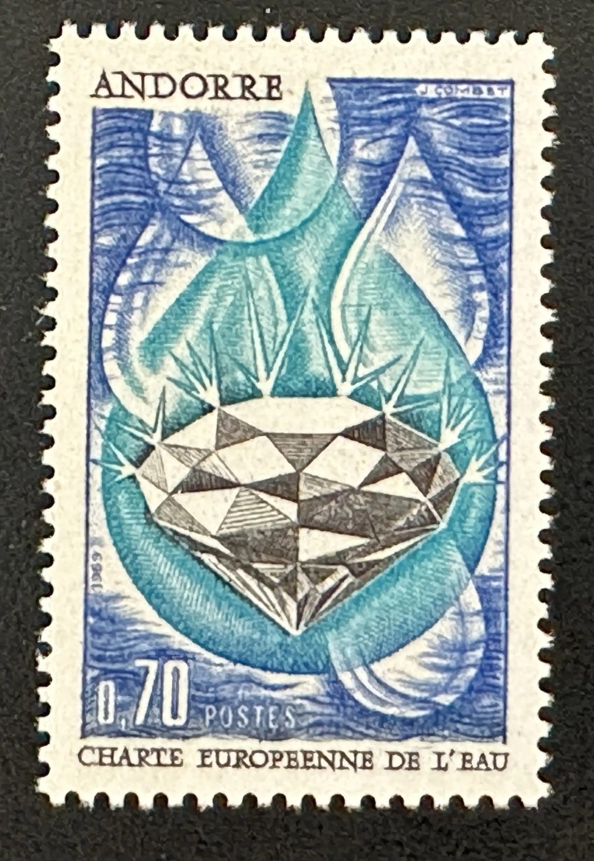Andorre 1969 Mi. 930 émission commune Charte européenne eau diamant