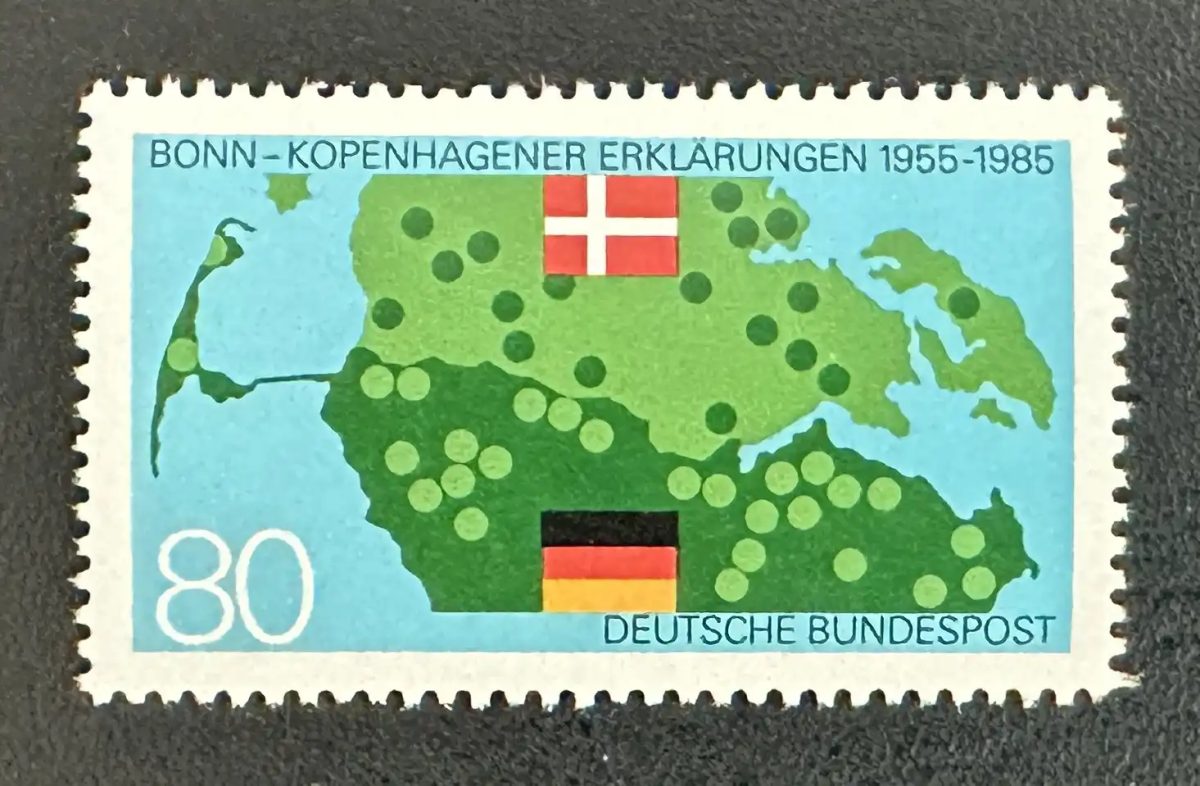Allemagne 1985 Mi. 1241 émission commune Bonn Copenhague drapeaux carte