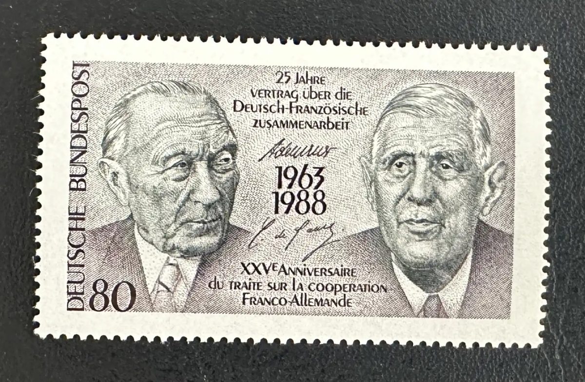 Germany 1988 Mi. 1351 joint issue Élysée Treaty Adenauer De Gaulle