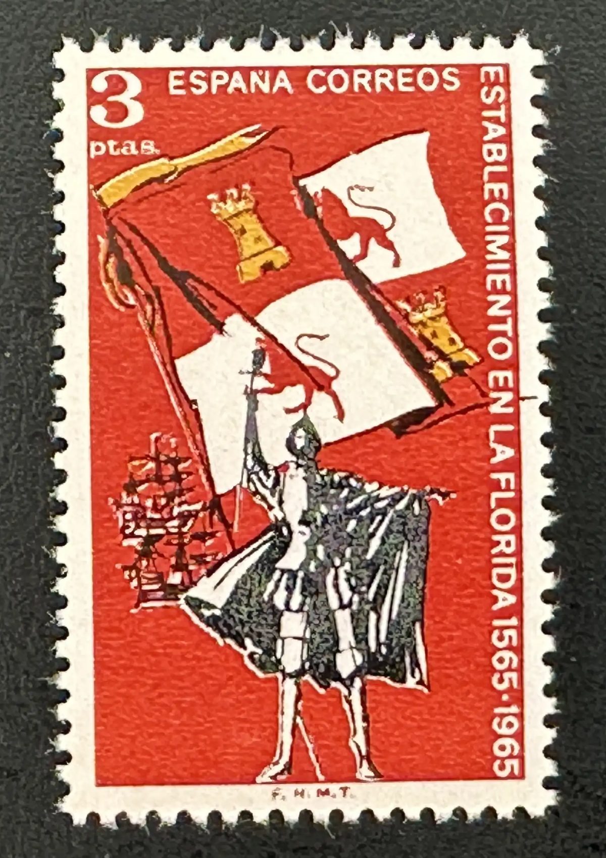 Spain 1965 Mi. 1561 joint issue Florida conquistador flag