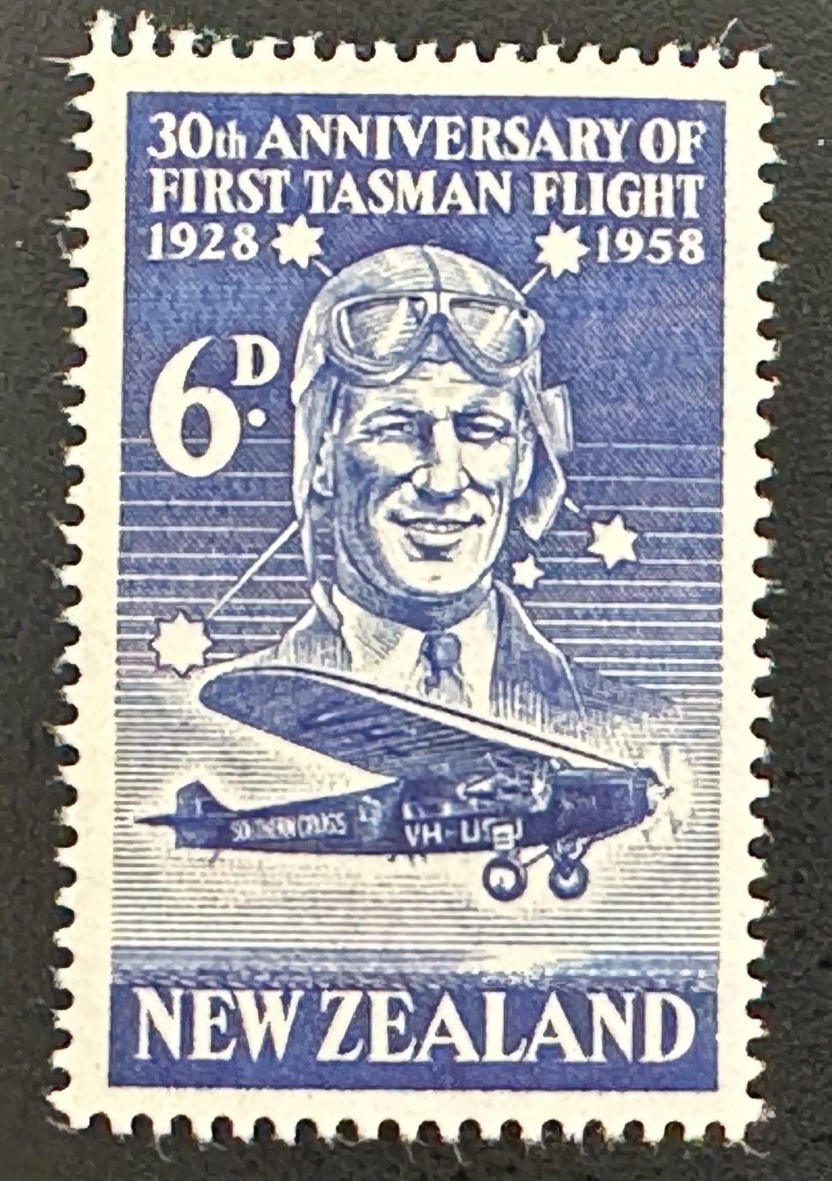 Nouvelle-Zélande 1958 Mi. 376 émission commune vol Tasman aviation avion