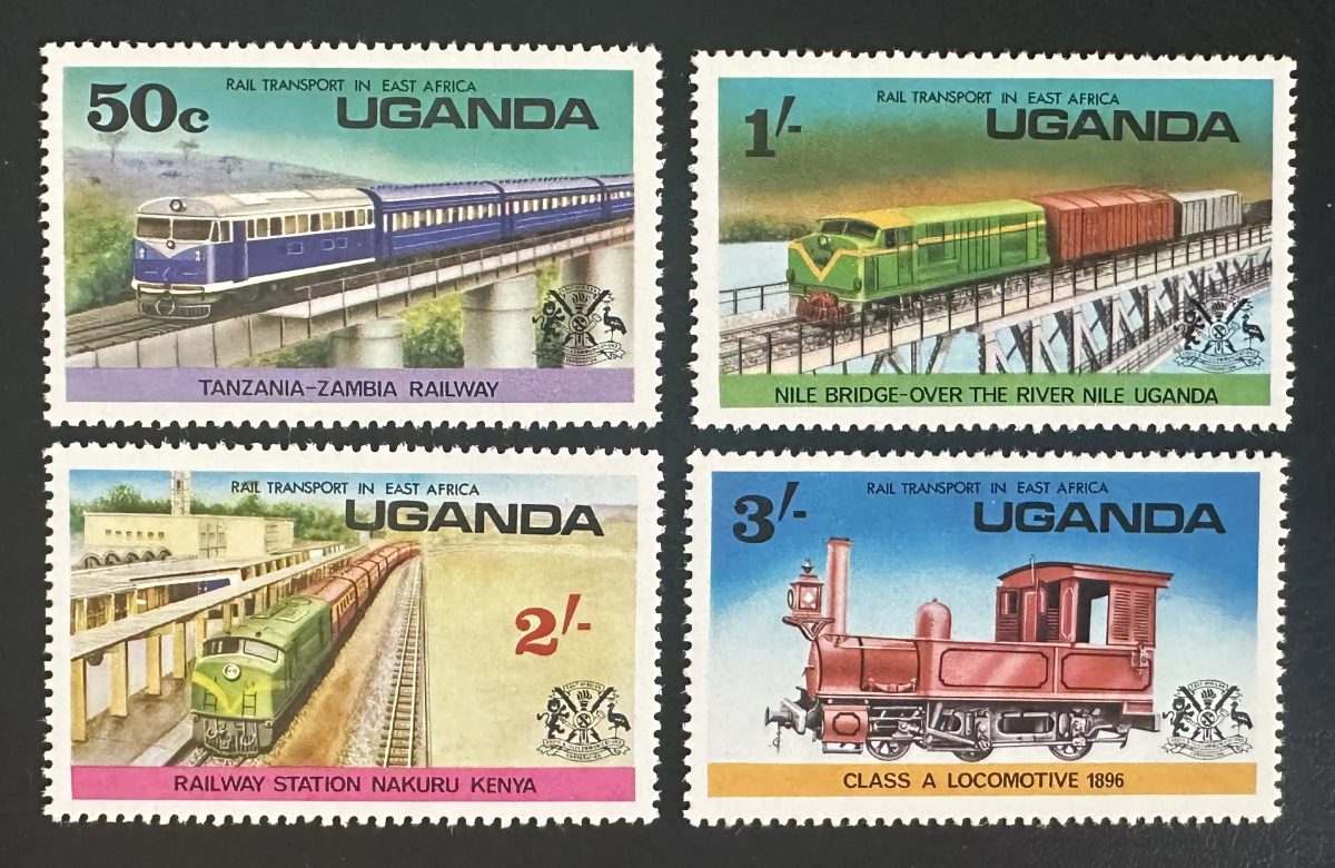 Ouganda 1976 Mi. 145-148 émission commune trains locomotives Afrique