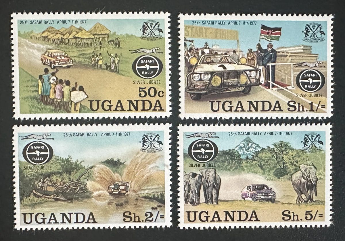 Ouganda 1977 Mi. 157-160 émission commune Safari Rally automobiles