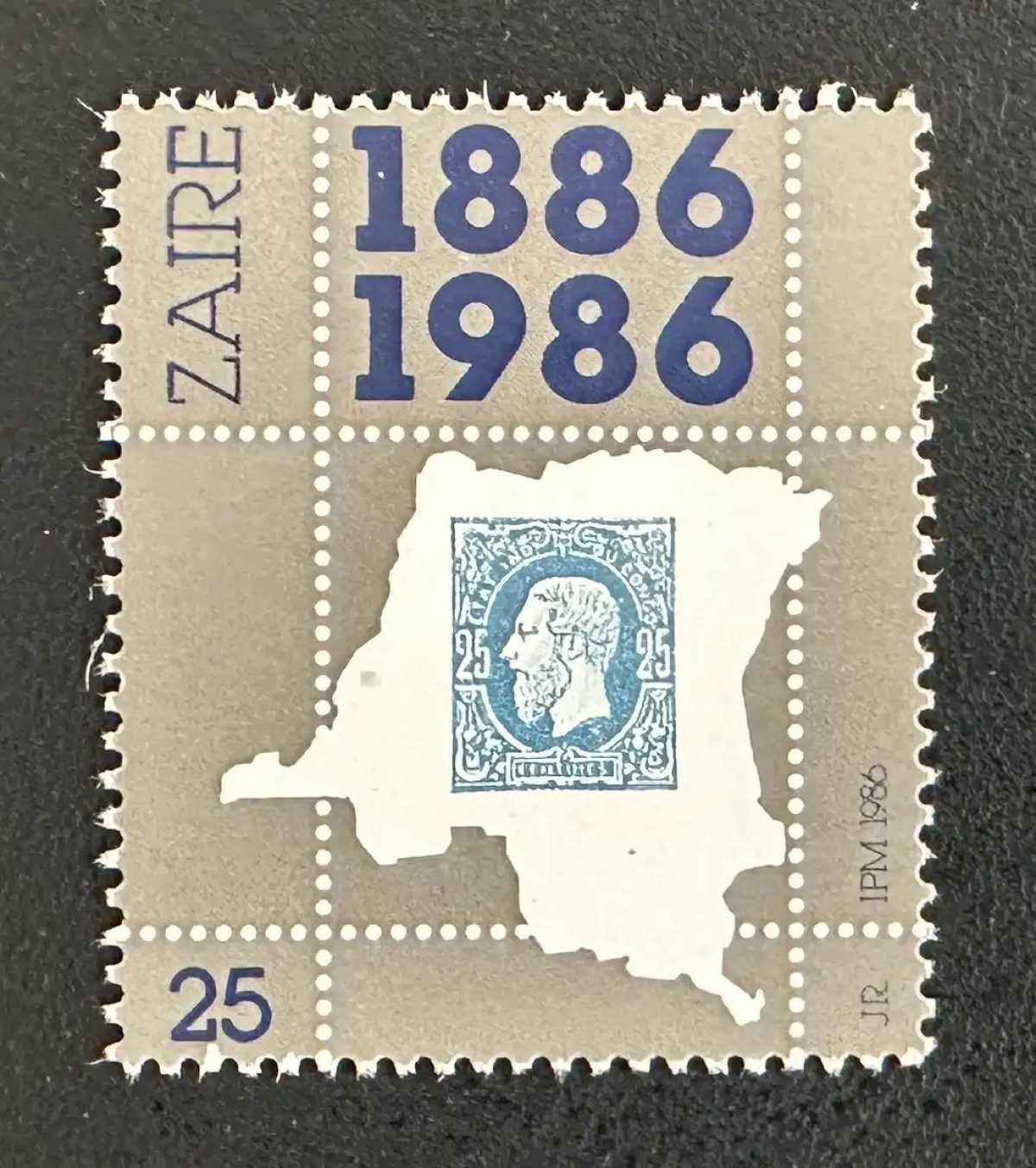 Zaïre 1986 Mi. 932 émission commune centenaire poste carte Léopold II