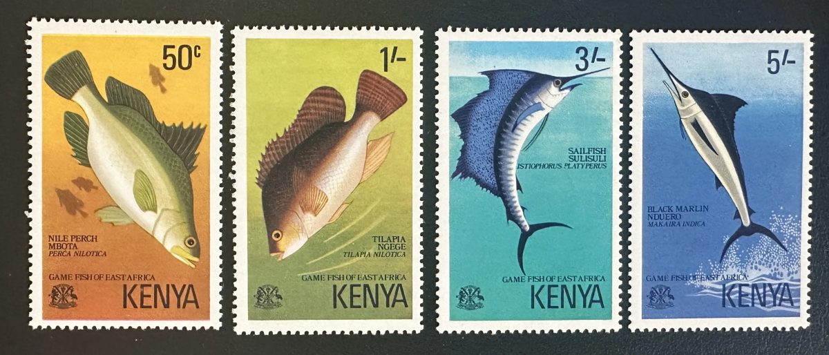Kenya 1977 Mi. 66-69 émission commune poissons pêche Afrique Est