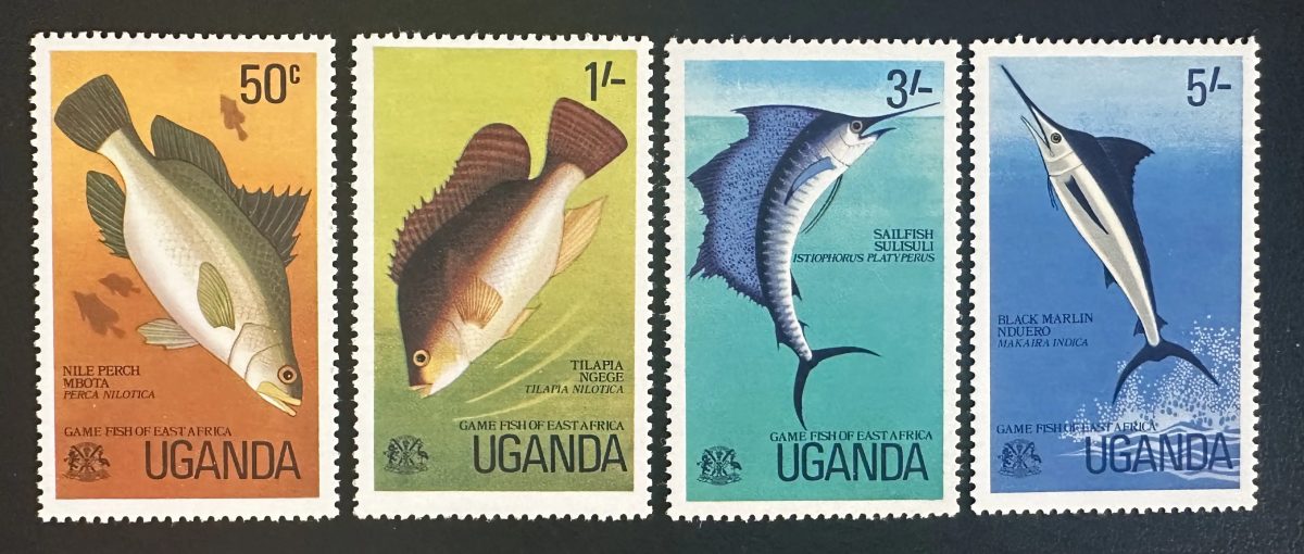 Ouganda 1977 Mi. 149-152 émission commune poissons Afrique perche