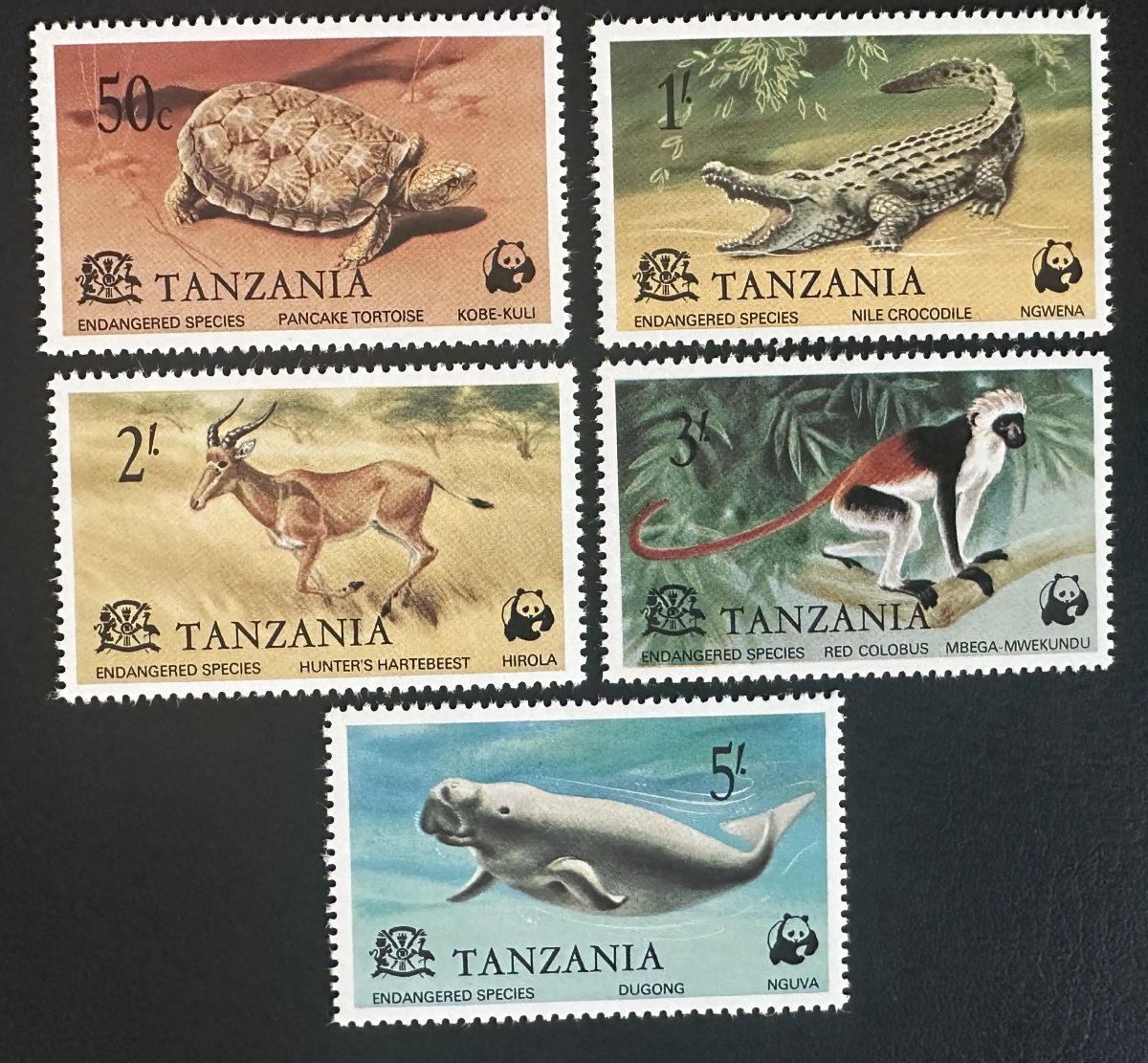 Tanzanie 1977 Mi. 82-86 émission commune WWF faune menacée dugong