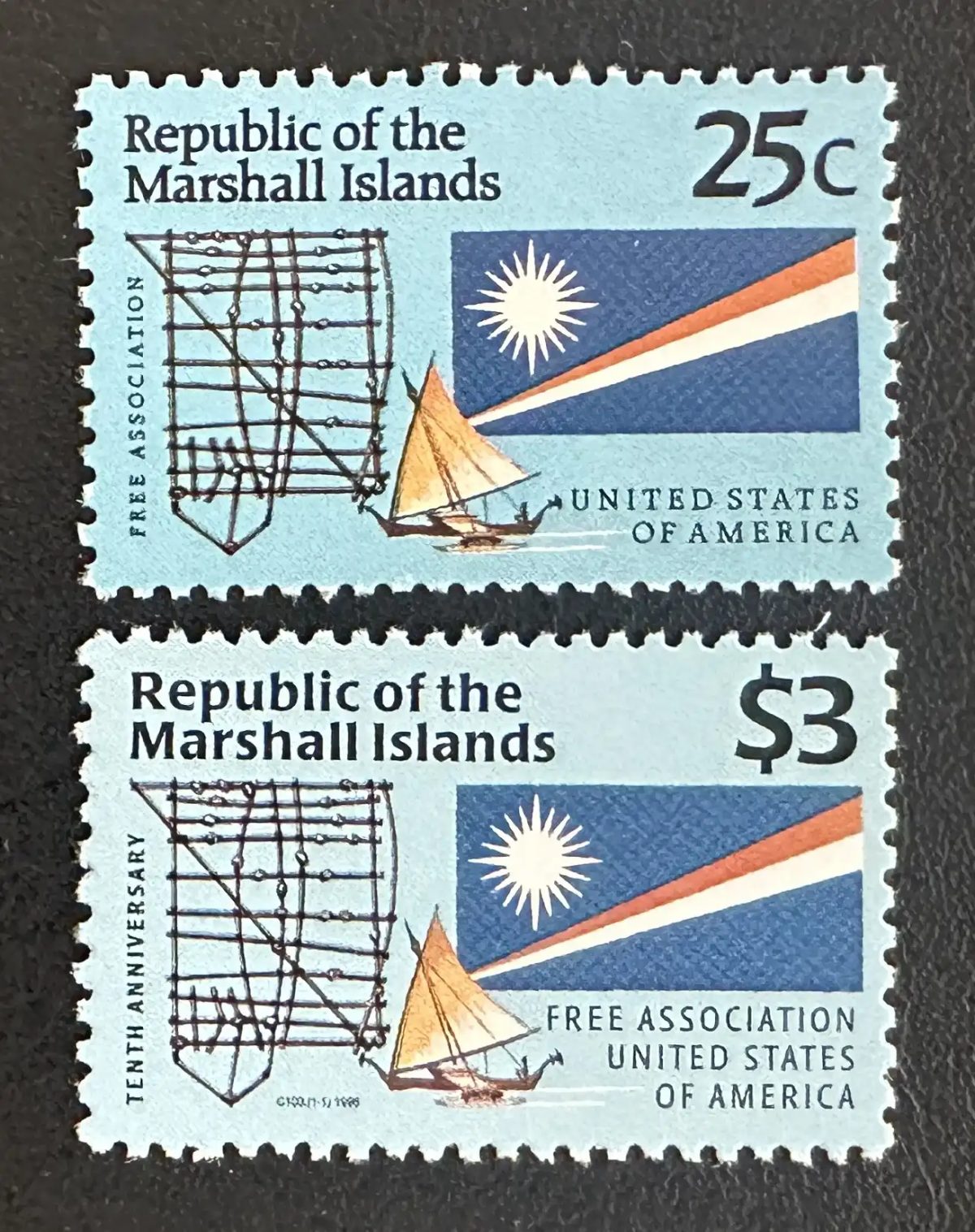 Marshallinseln 1990 Mi. 319 745 Gemeinschaftsausgabe freie Assoziation USA