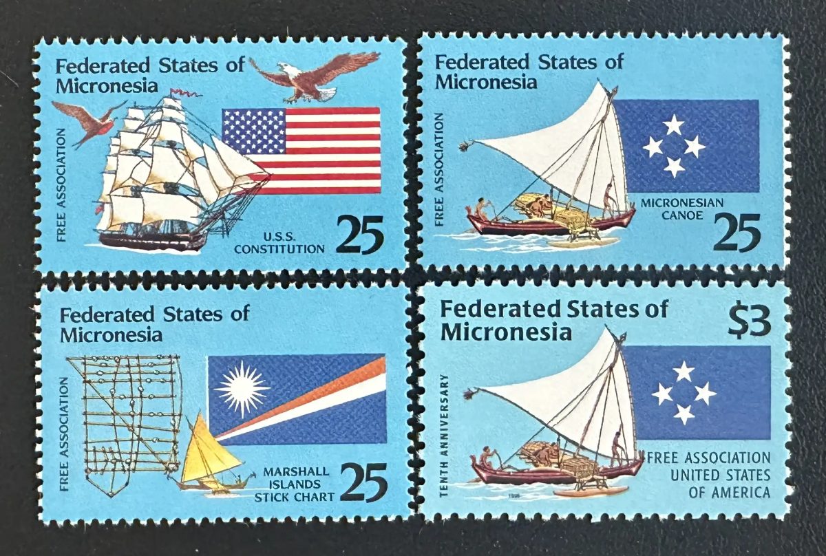 Micronésie 1990 Mi. 196-198 528 émission commune drapeaux navires
