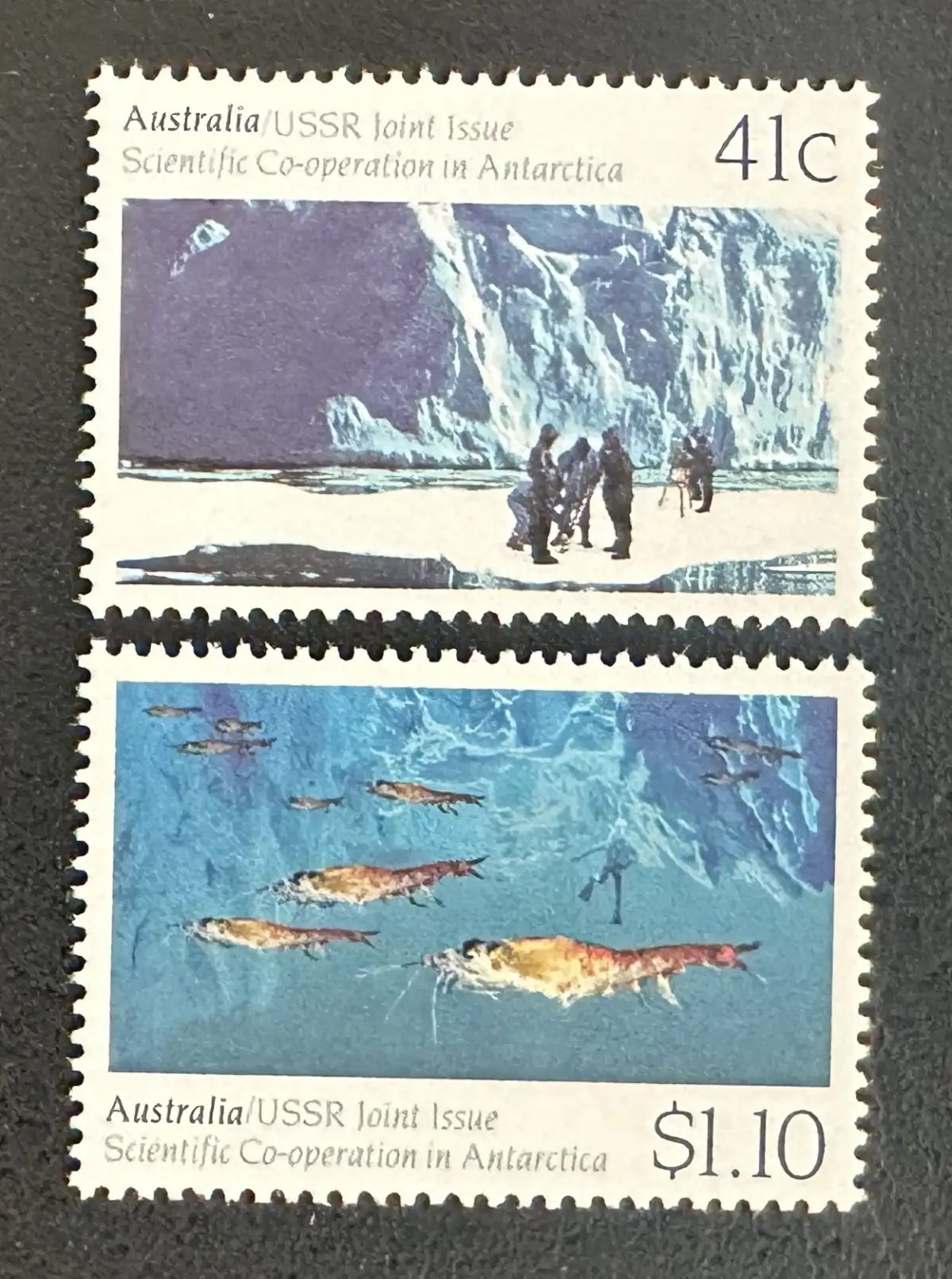 Australie 1990 Mi. 1215-1216 émission commune URSS Antarctique krill