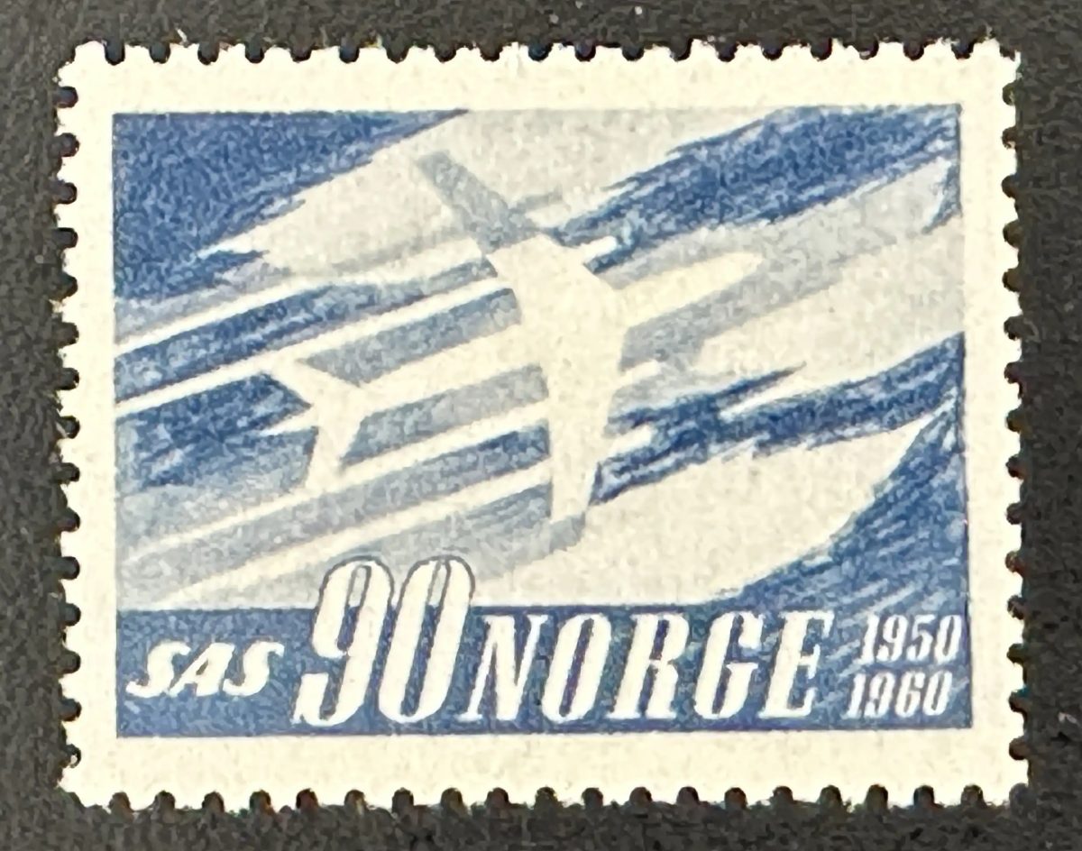 Norvège 1960 Mi. 451 émission commune SAS aviation avion drapeaux