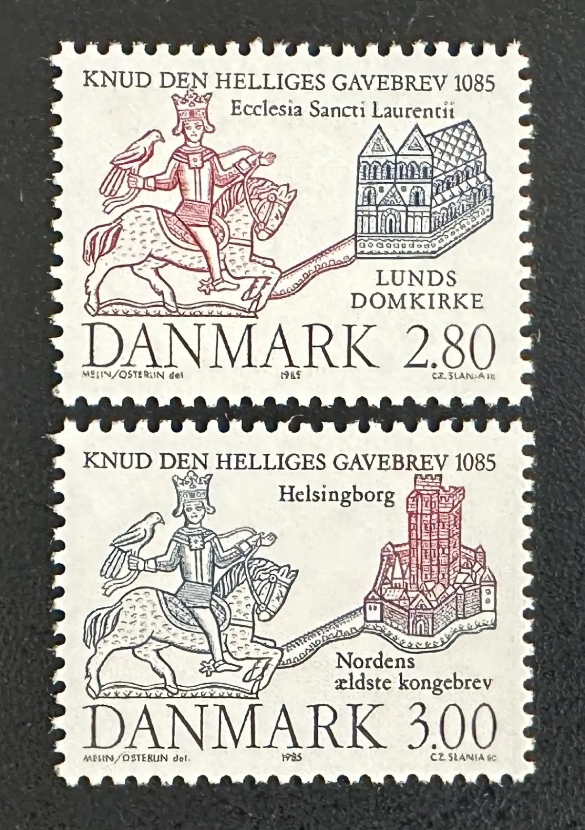 Danemark 1985 Mi. 840-841 émission commune Knud le Saint Lund