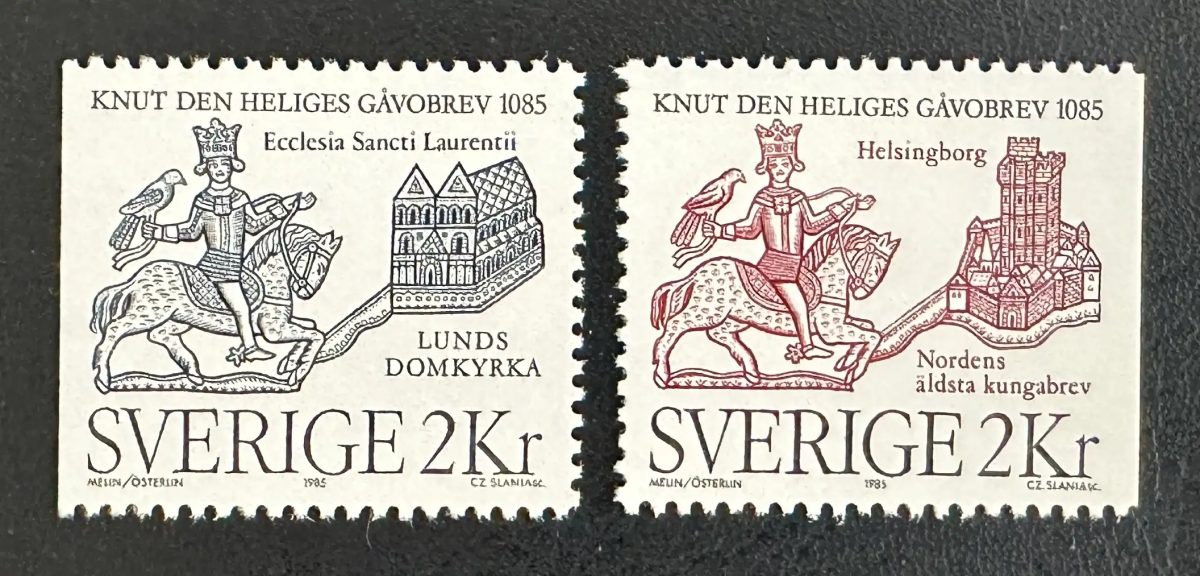 Suède 1985 Mi. 1334-1335 émission commune Knut le Saint Lund Helsingborg