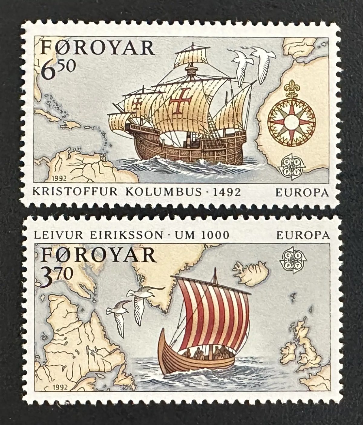 Féroé 1992 Mi. 231-232 émission commune Europa Colomb Eriksson
