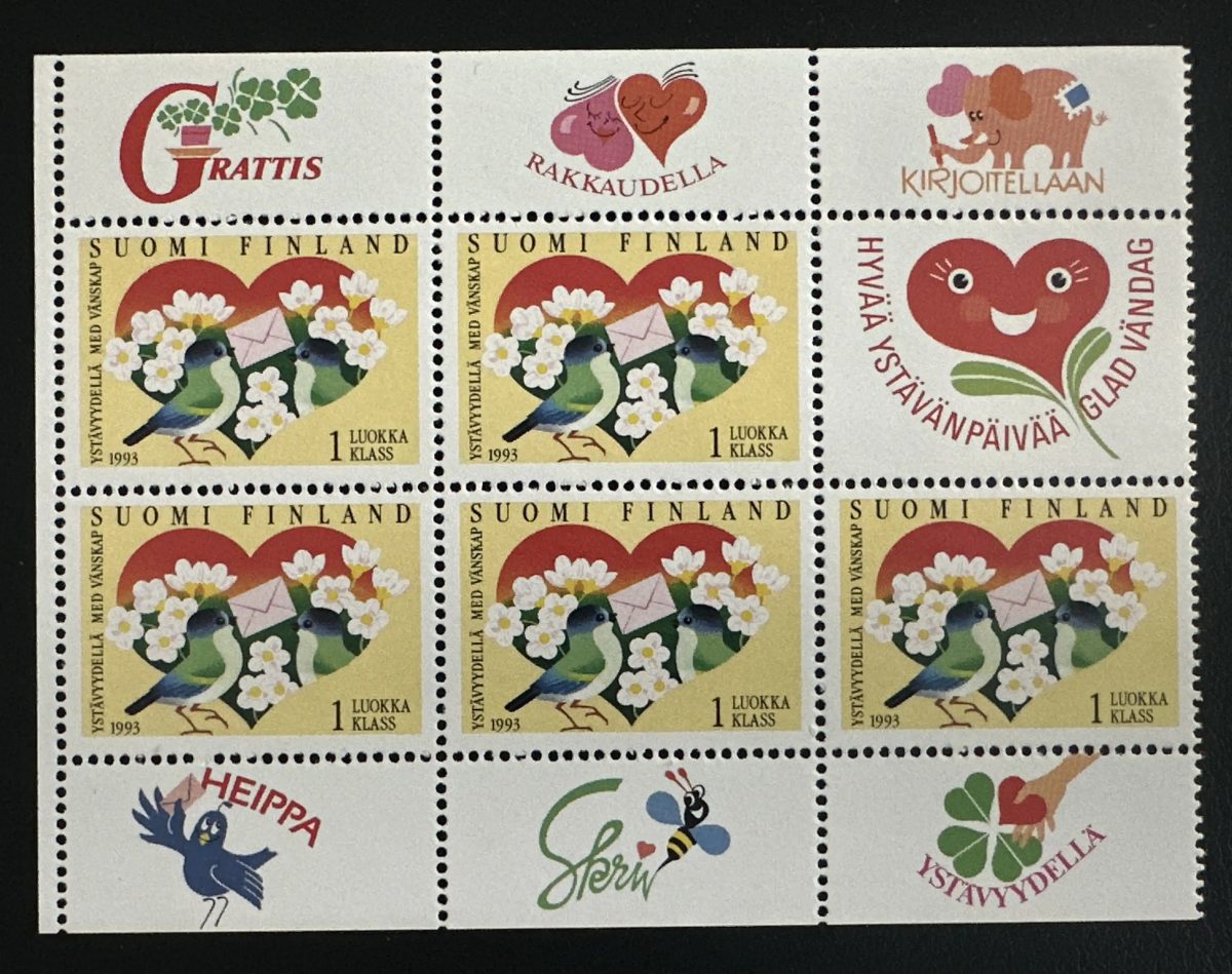 Finlande 1993 Mi. 1198 émission commune amitié coeur oiseau fleurs