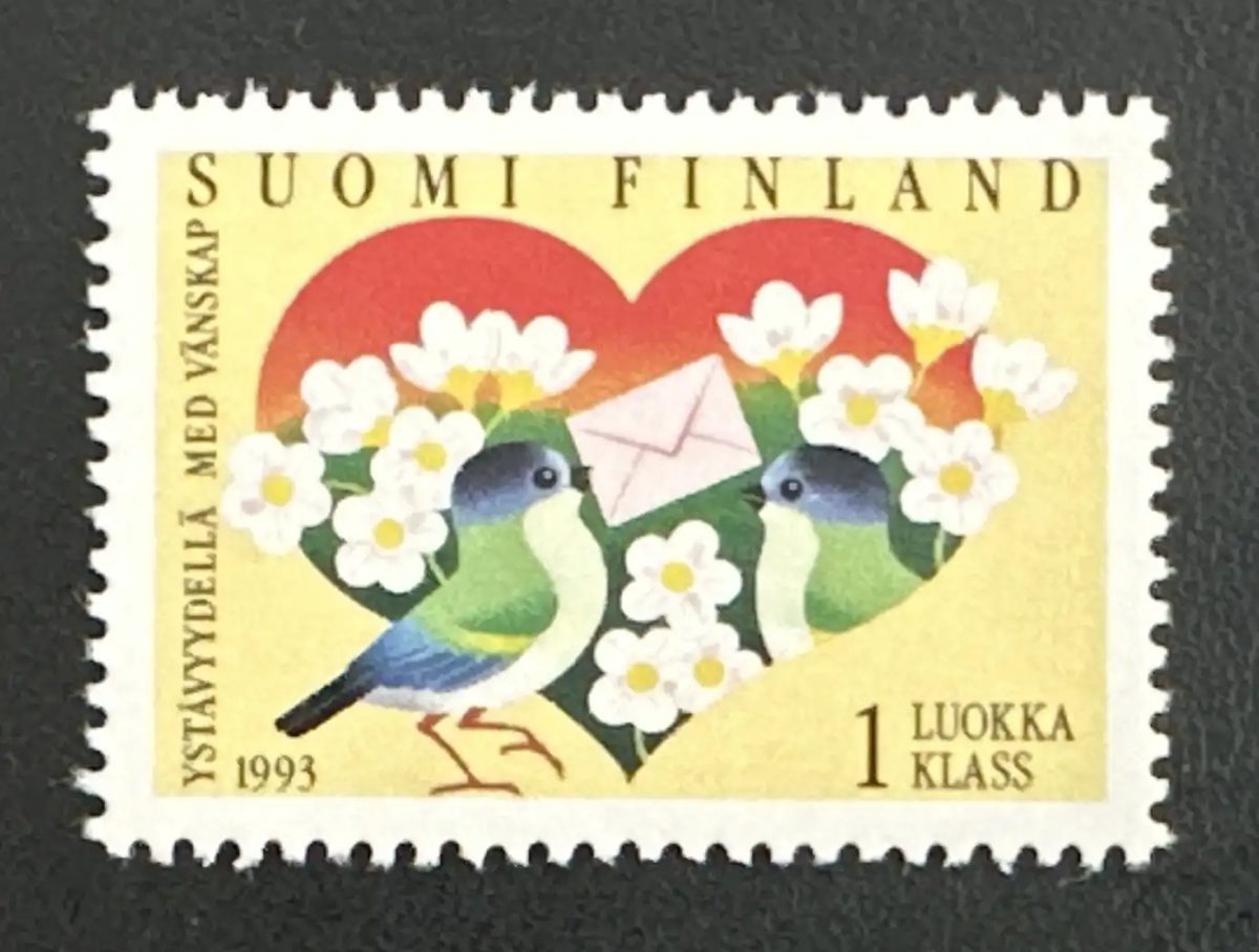 Finlande 1993 Mi. 1198 émission commune amitié oiseaux cœur fleurs