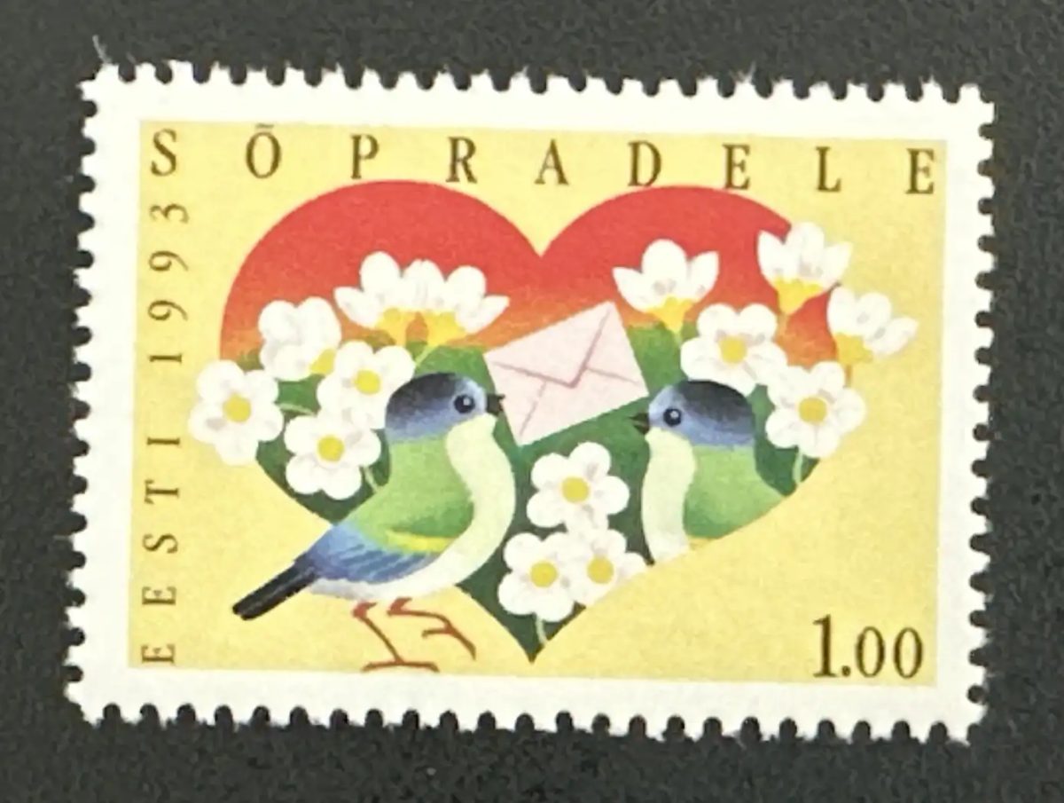 Estonie 1993 Mi. 199 émission commune amitié oiseaux cœur fleurs lettre