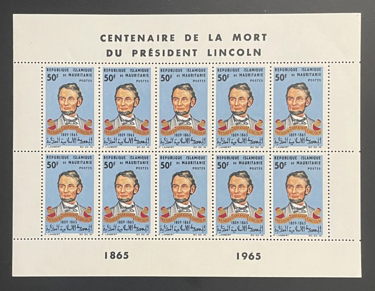 Mauritanie 1965 YT 192 planche centenaire mort Abraham Lincoln
