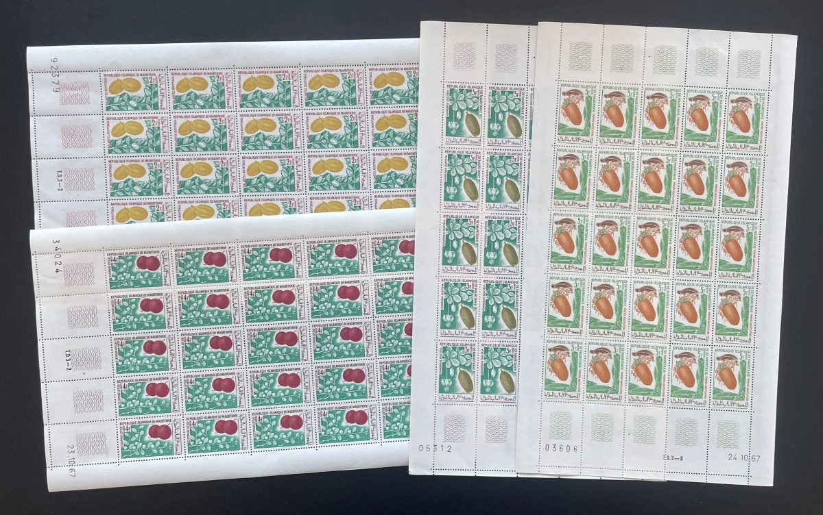 Mauritanie 1967 YT 242-245 planche fruits tropicaux dattes arachides