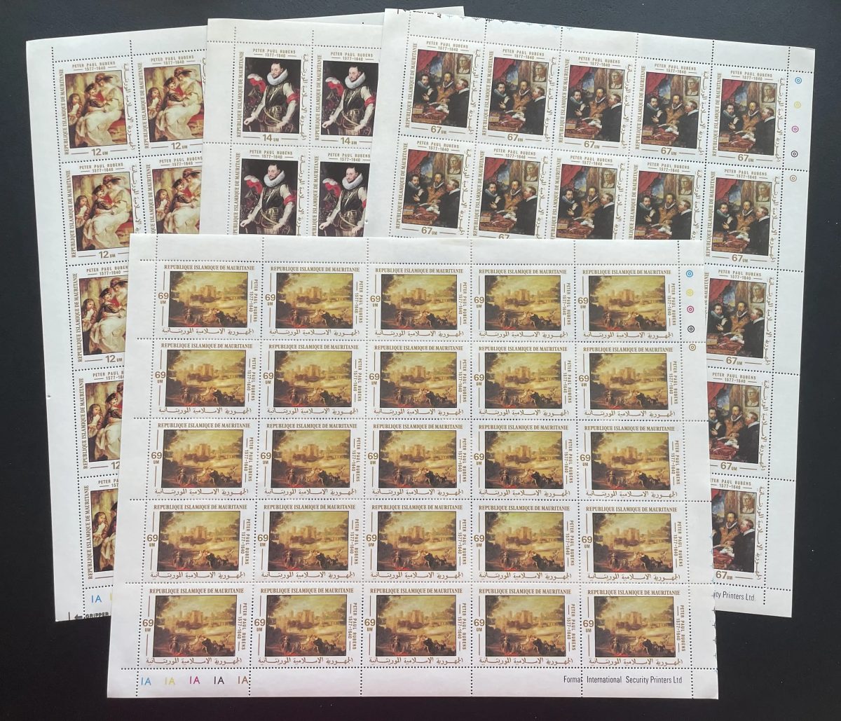 Mauritanie 1978 YT 382-385 planche Peter Paul Rubens peinture art