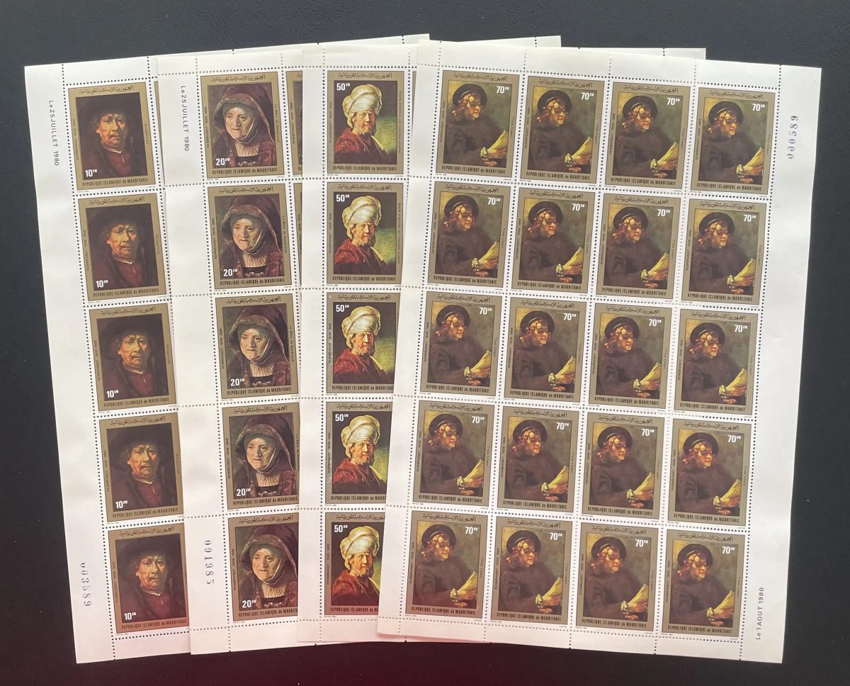 Mauritanie 1980 YT 454-457 planche Rembrandt peinture portraits art