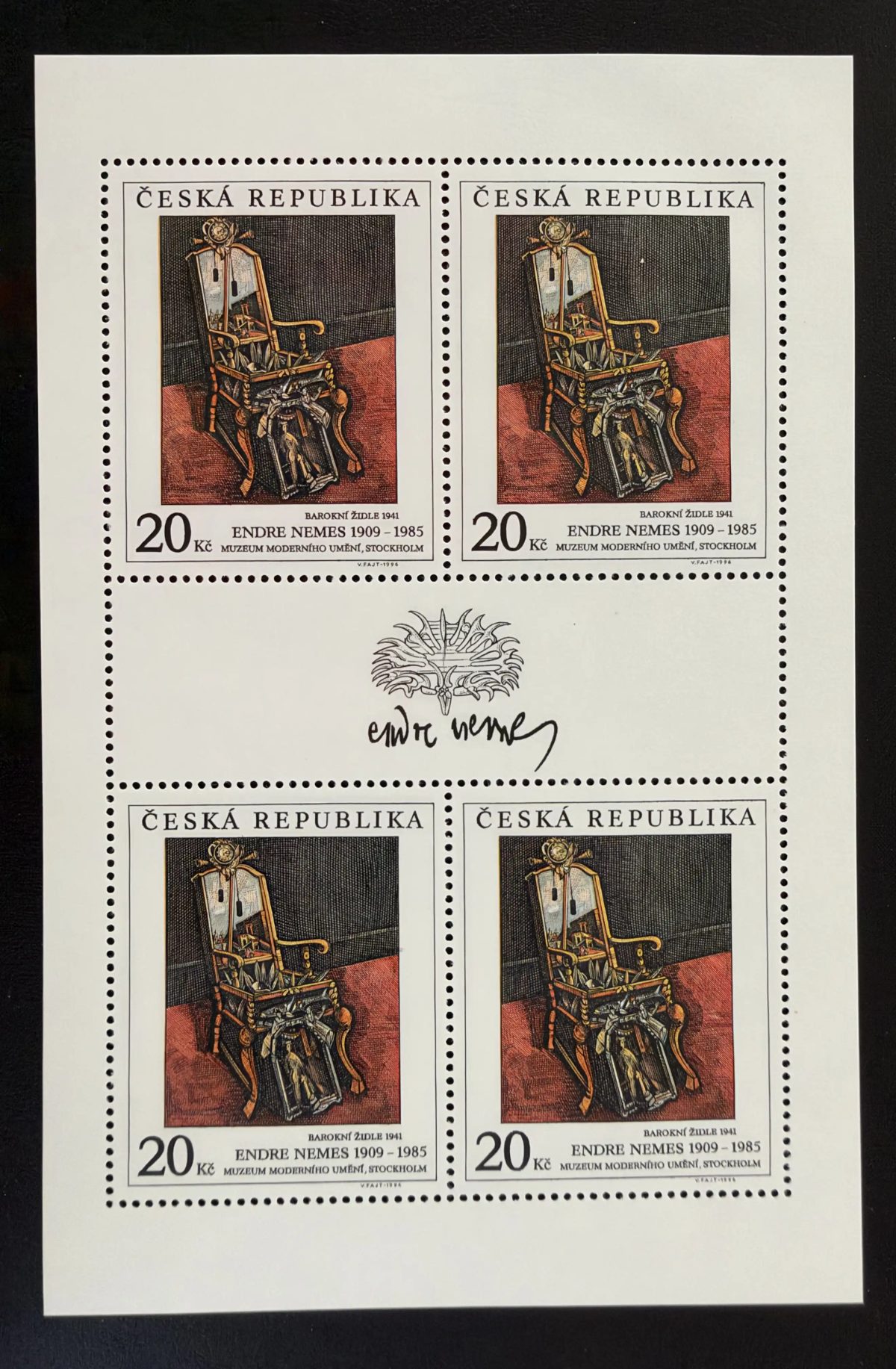 Tchéquie 1996 Mi. 125 Klb. émission commune Endre Nemes peinture