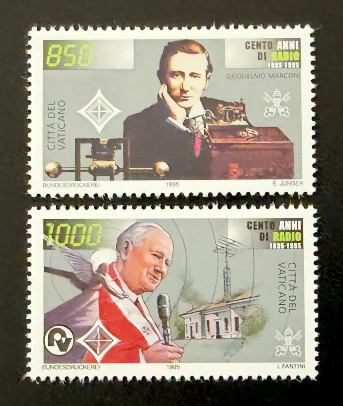 Vatican 1995 Mi. 1143-1144 joint issue centenary radio Marconi