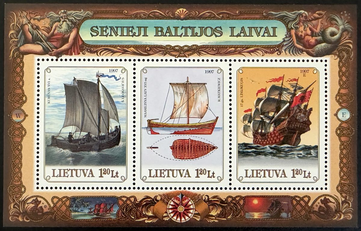 Lituanie 1997 Mi. Bl. 11 émission commune navires anciens Baltique
