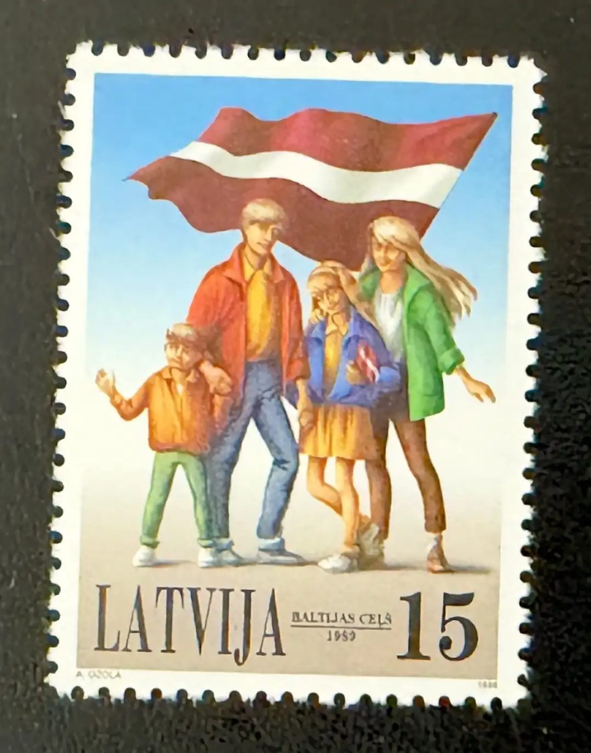 Lettland 1999 Mi. 506 Gemeinschaftsausgabe Baltischer Weg Flagge Familie