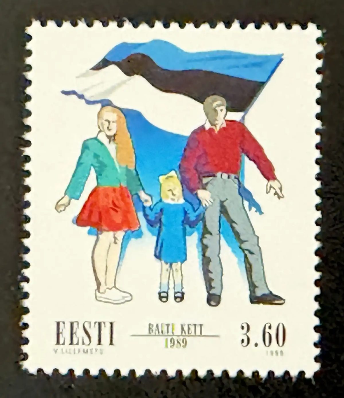 Estonie 1999 Mi. 349 émission commune Chaîne Baltique famille drapeau