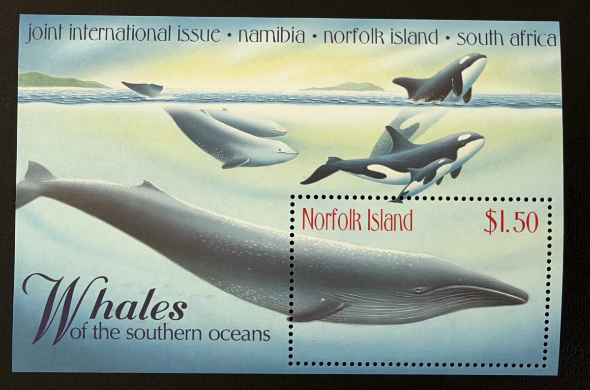 Île Norfolk 1998 Mi. Bl. 27 émission commune baleines orques océan