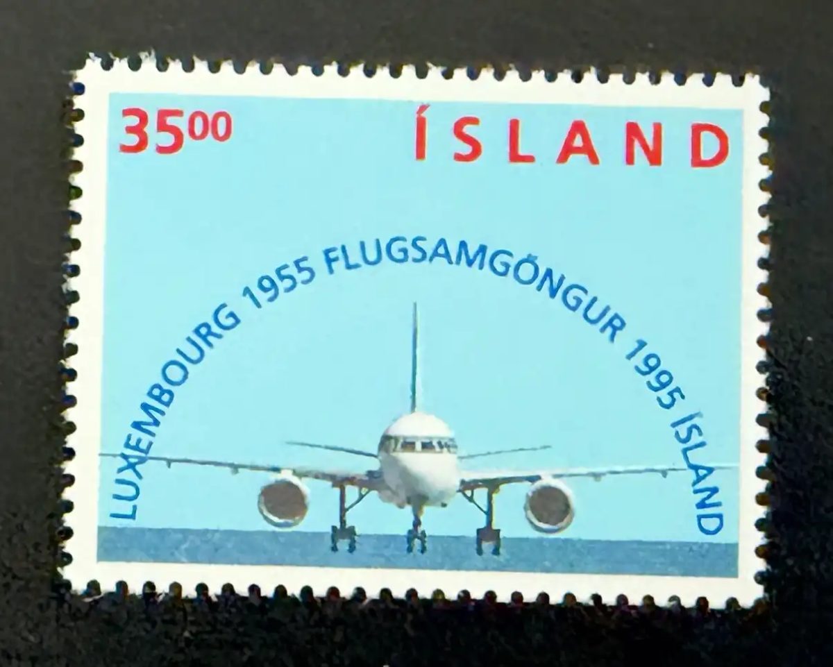 Islande 1995 Mi. 832 émission commune Luxembourg aviation avion
