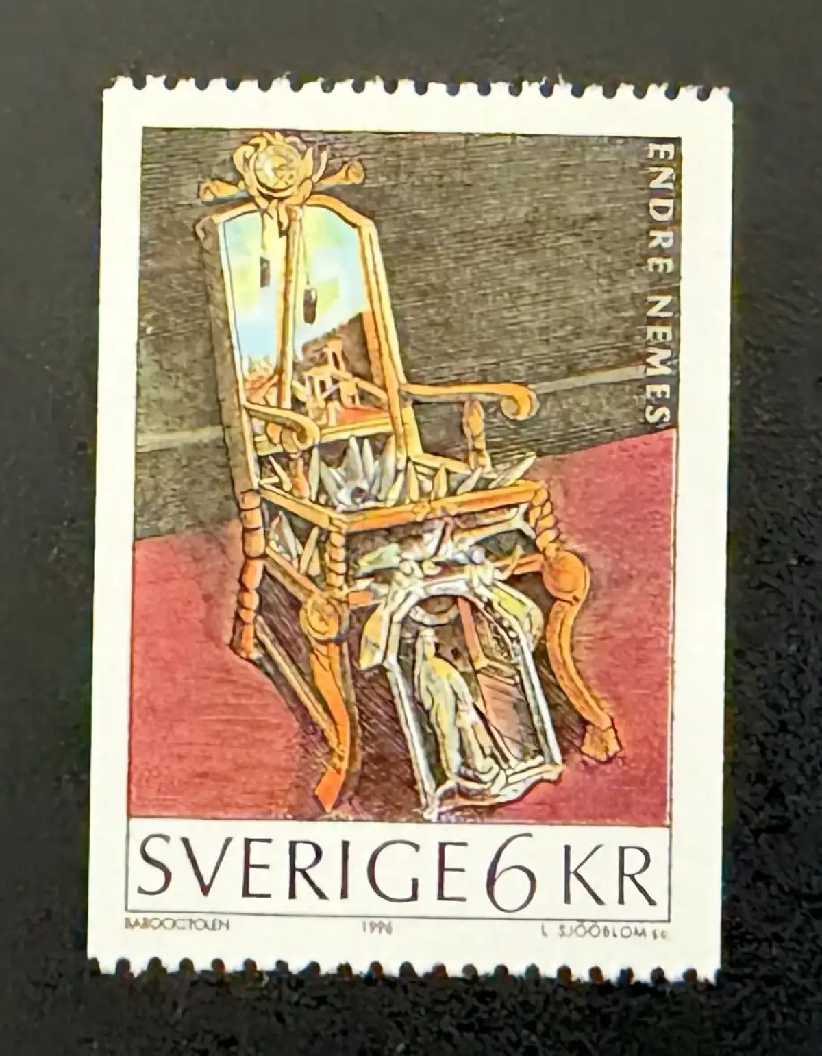 Suède 1996 Mi. 1968 émission commune Endre Nemes art peinture chaise