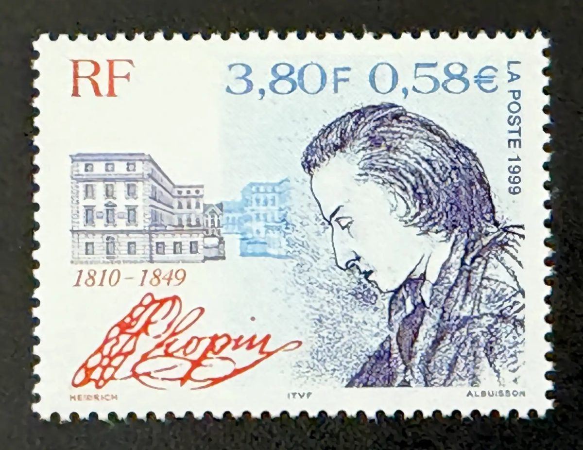 France 1999 Mi. 3428 émission commune Chopin compositeur pianiste
